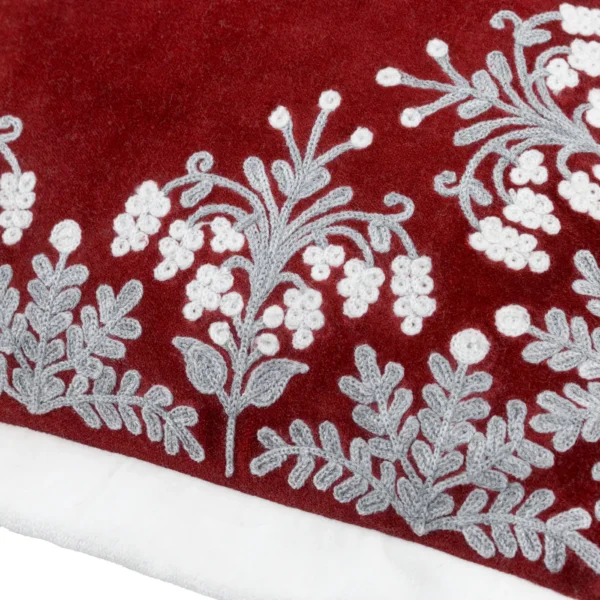 Winter Bloom Embroidered 50cm Cushion - Red by Winter Bloom Embroidered 50cm Cushion - Red from