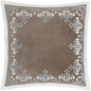 Winter Bloom Embroidered 50cm Cushion - Taupe