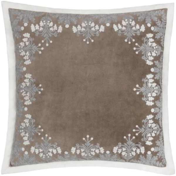 Winter Bloom Embroidered 50cm Cushion - Taupe by Winter Bloom Embroidered 50cm Cushion - Taupe from