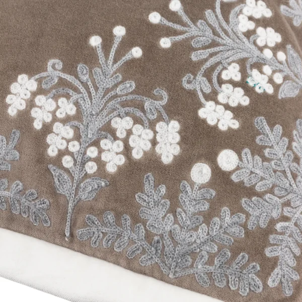 Winter Bloom Embroidered 50cm Cushion - Taupe by Winter Bloom Embroidered 50cm Cushion - Taupe from