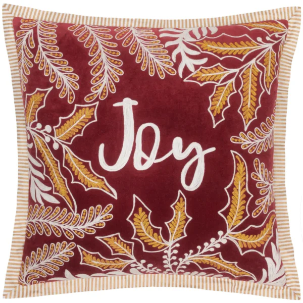 Winter Joy Embroidered 50cm Cushion - Red by Winter Joy Embroidered 50cm Cushion - Red from