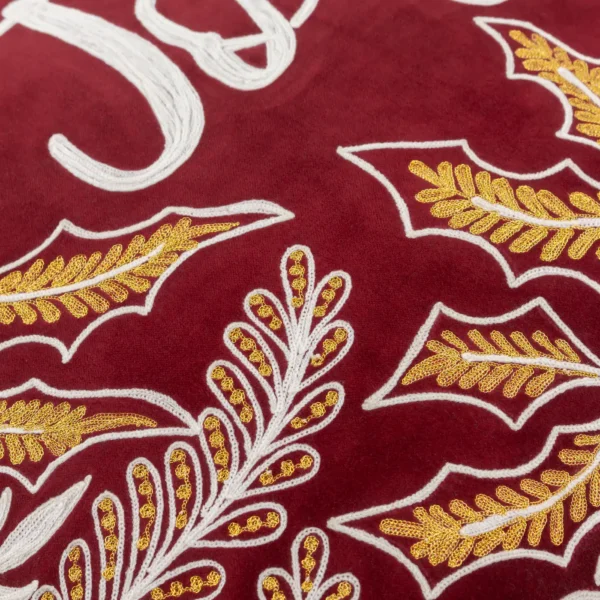 Winter Joy Embroidered 50cm Cushion - Red by Winter Joy Embroidered 50cm Cushion - Red from