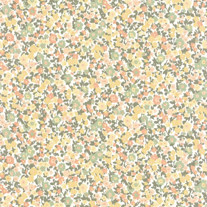 Pansy Wallpaper - Kaki / Corail / Jaune swatch