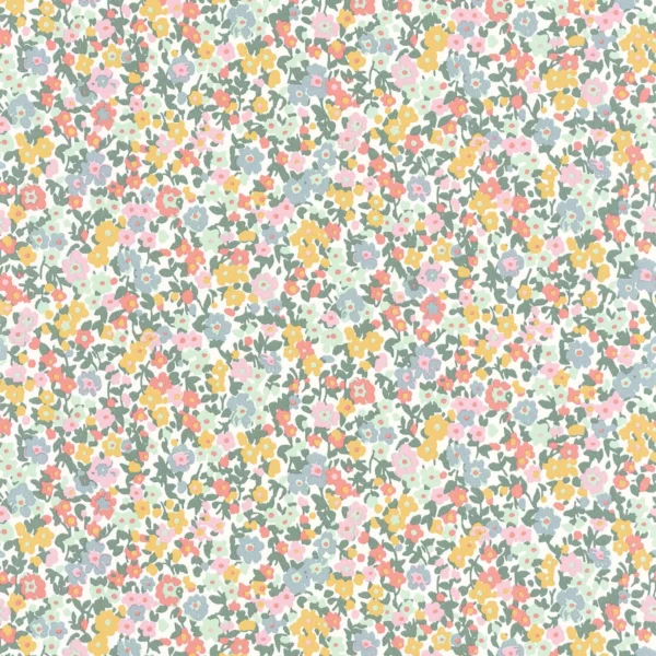 Pansy Wallpaper - Bleu / Rose by multicolour botanical wallpaper from casadeco