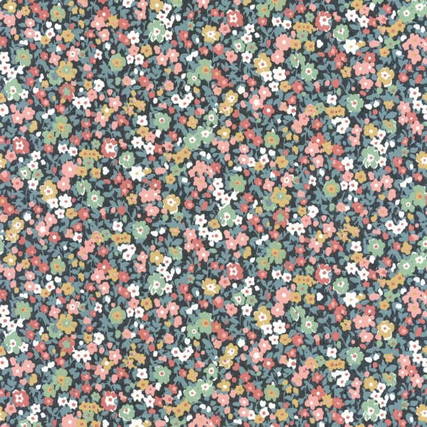 Pansy Wallpaper - Bleu Nuit / Rose by multicolour botanical wallpaper from casadeco