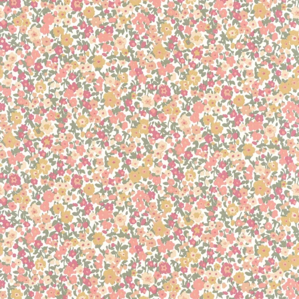 Pansy Wallpaper - Kaki / Rouge / Beige by orange botanical wallpaper from casadeco