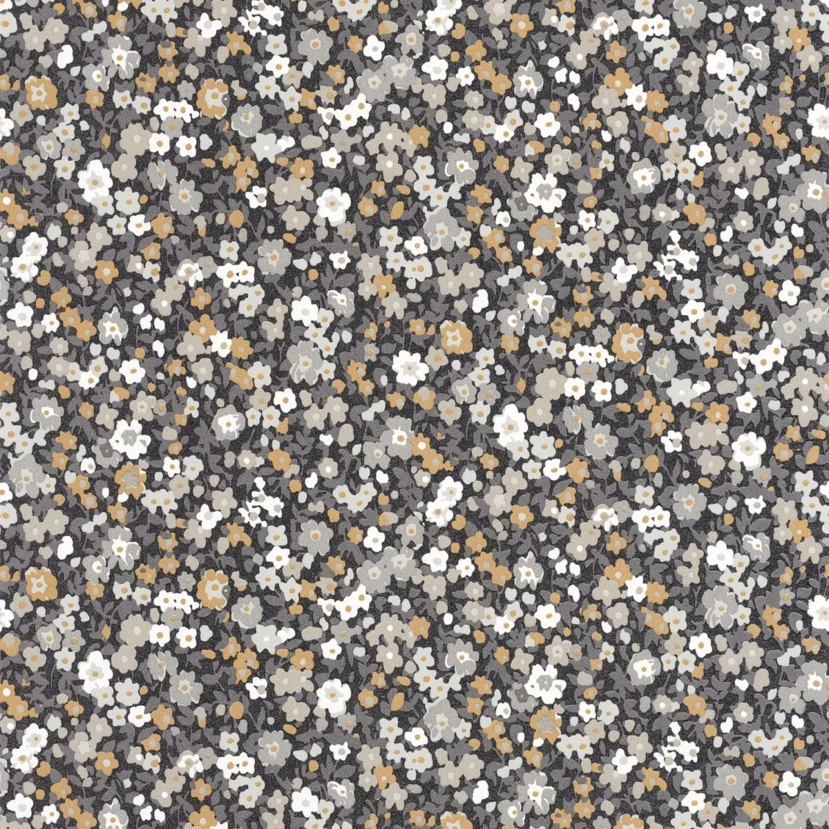 Pansy Wallpaper - Noir / Camel by black-grey botanical wallpaper from casadeco