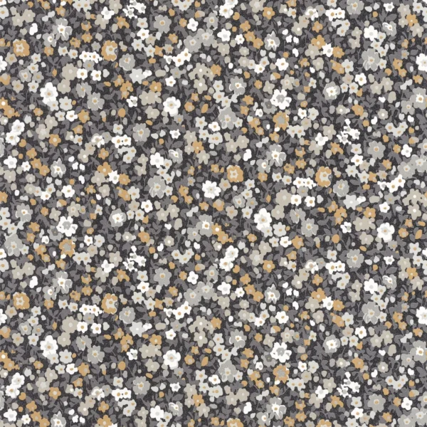Pansy Wallpaper - Noir / Camel by black-grey botanical wallpaper from casadeco