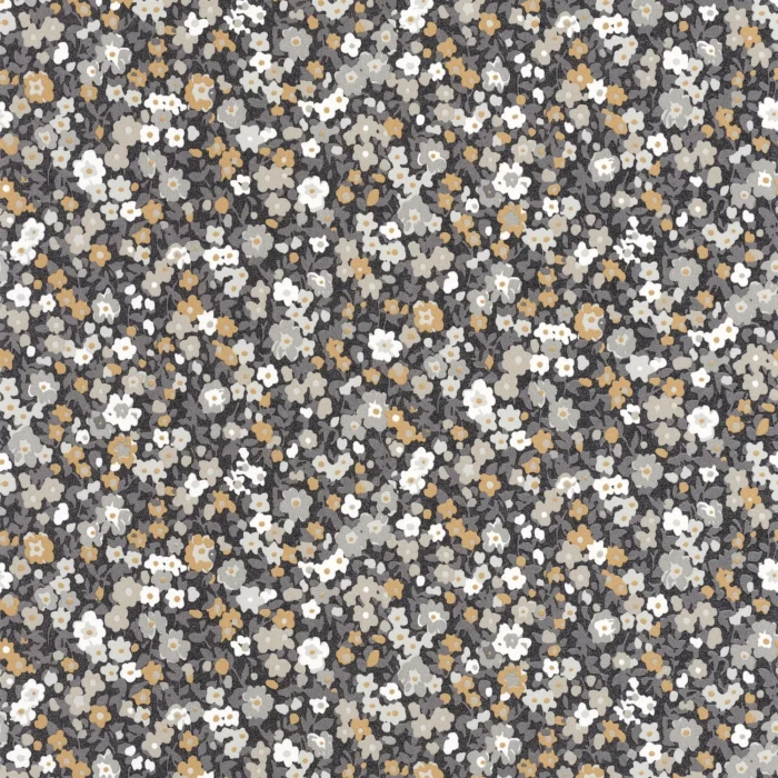 Pansy Wallpaper - Noir / Camel swatch