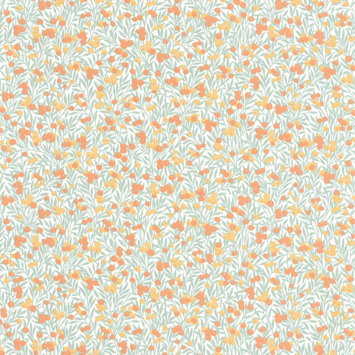 Cherry Wallpaper - Blanc / Corail by green botanical wallpaper from casadeco