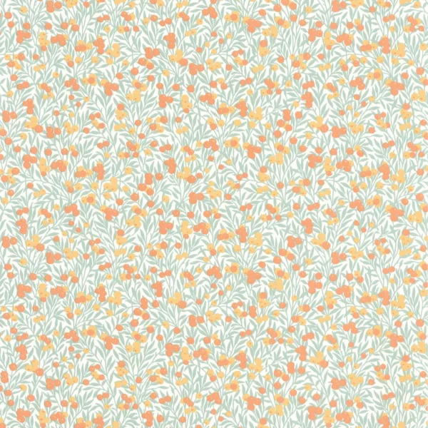 Cherry Wallpaper - Blanc / Corail by green botanical wallpaper from casadeco