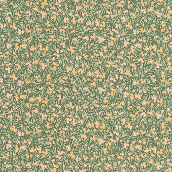 Cherry Wallpaper - Vert / Nude by green botanical wallpaper from casadeco