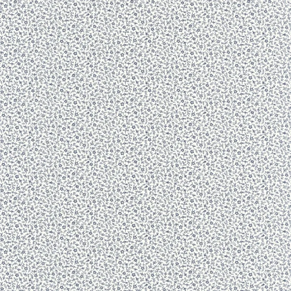 Myosotis Wallpaper - Bleu Marine / Blanc by black-grey botanical wallpaper from casadeco