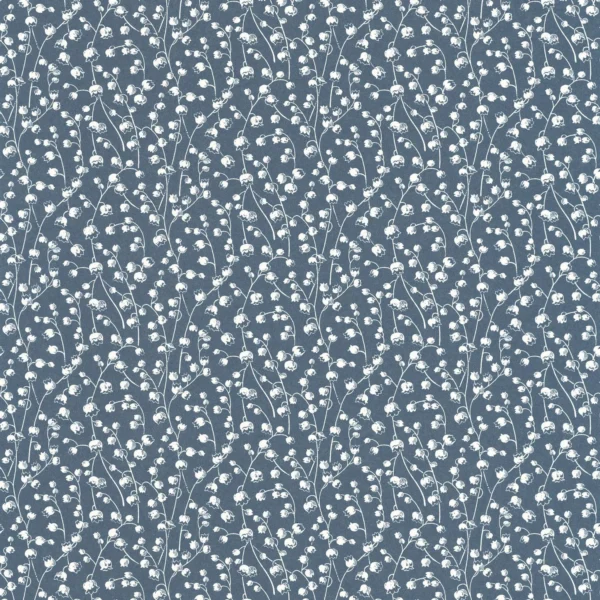 Lily Of The Valley Wallpaper - Bleu Nuit by blue botanical wallpaper from casadeco
