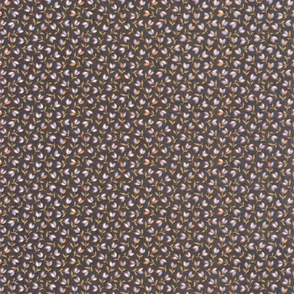 Darwin Tulip Wallpaper - Noir / Bordeaux by brown botanical wallpaper from casadeco