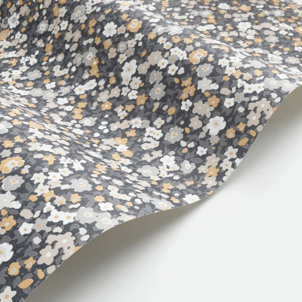 Pansy Wallpaper - Noir / Camel by black-grey botanical wallpaper