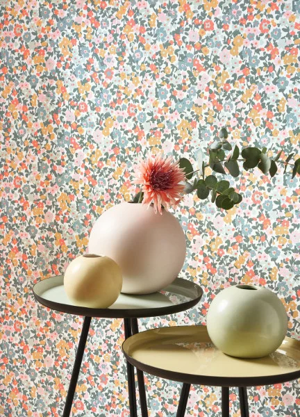 Pansy Wallpaper - Bleu / Rose by multicolour botanical wallpaper