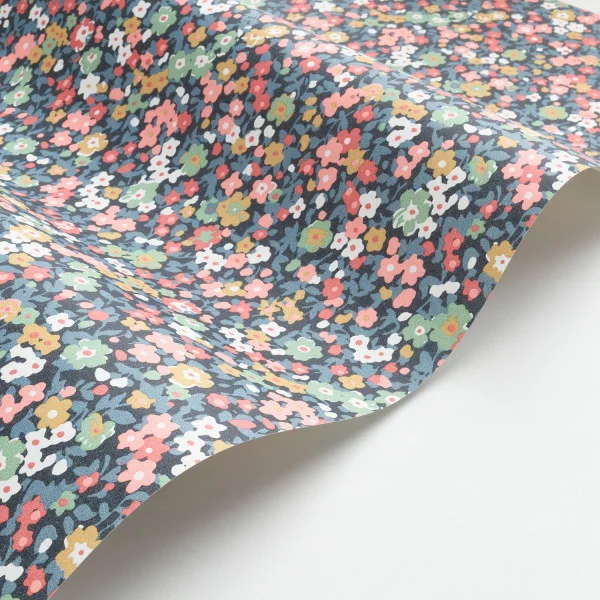Pansy Wallpaper - Bleu Nuit / Rose by multicolour botanical wallpaper