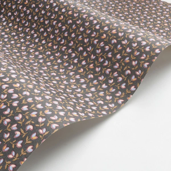 Darwin Tulip Wallpaper - Noir / Bordeaux by brown botanical wallpaper