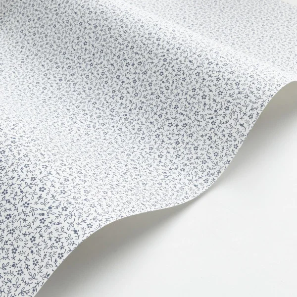 Myosotis Wallpaper - Bleu Marine / Blanc by black-grey botanical wallpaper