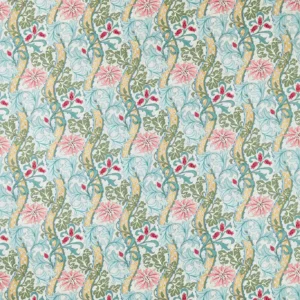 pink botanical woven fabric from William Morris & Co