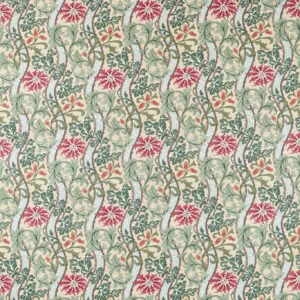 red botanical woven fabric from William Morris & Co