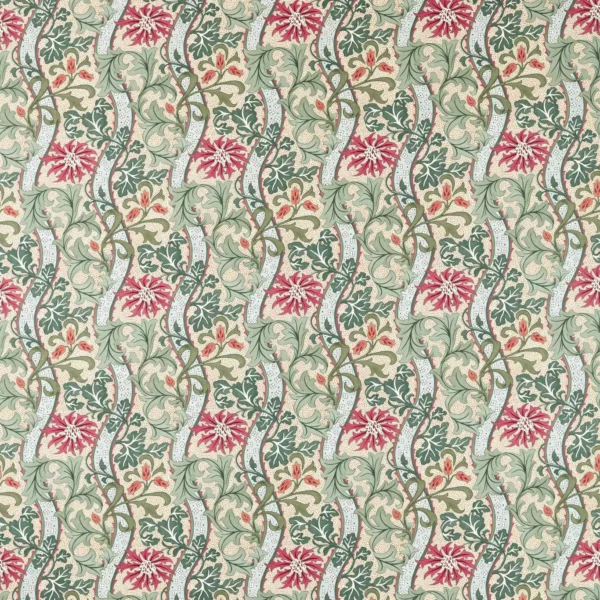 Cornflower Fabric - Russet / Forest by red botanical woven fabric from William Morris & Co