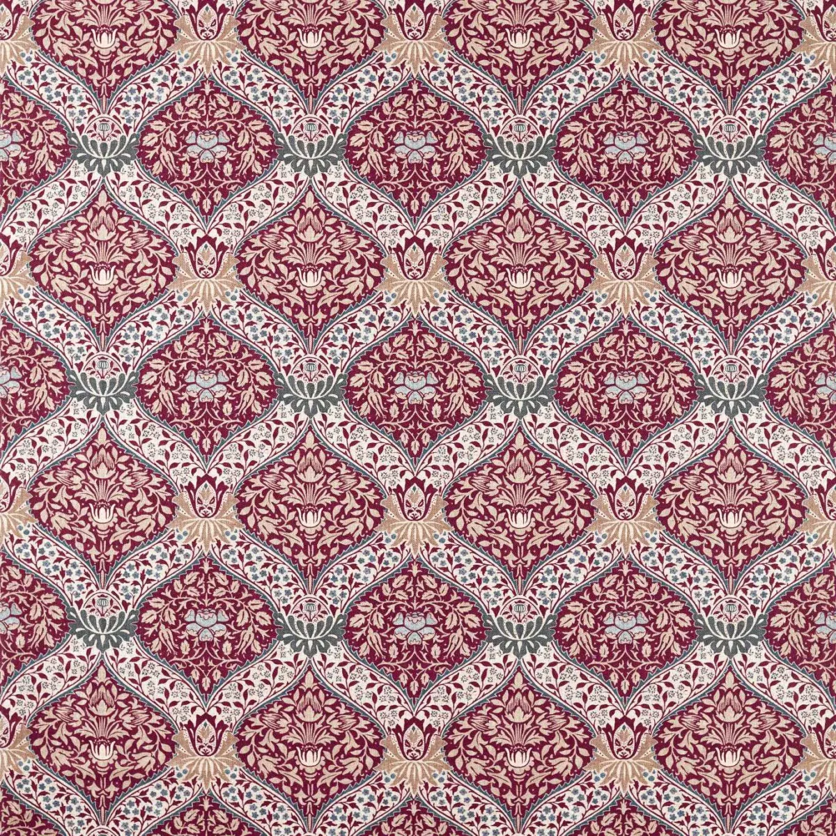Norbury Fabric - Madder by red botanical cotton fabric from William Morris & Co