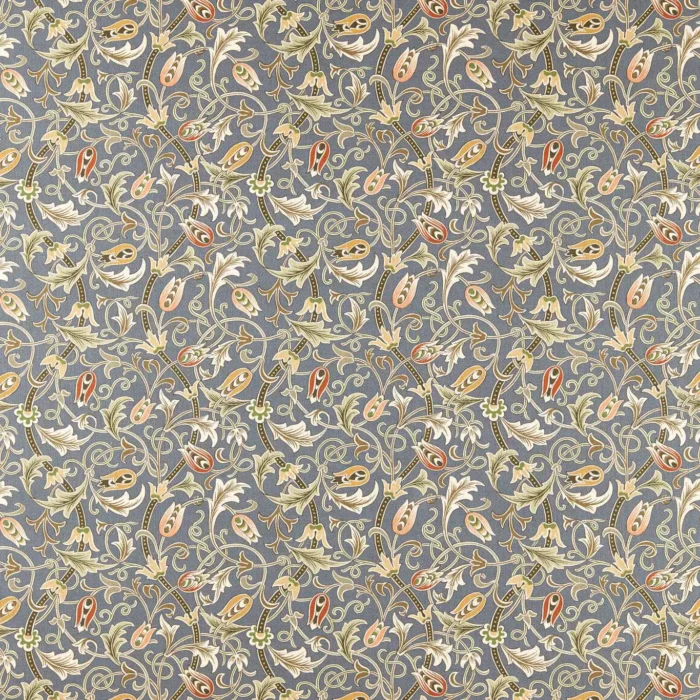 Scrolling Tulip Fabric - Slate / Apricot swatch