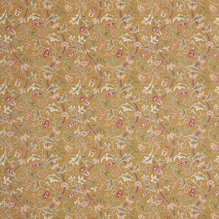 Scrolling Tulip Fabric - Gold swatch