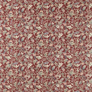 red botanical cotton fabric from William Morris & Co