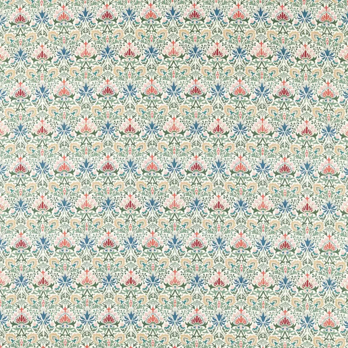 Meda Iris Fabric - Rose / Thyme by pink botanical linen fabric from William Morris & Co