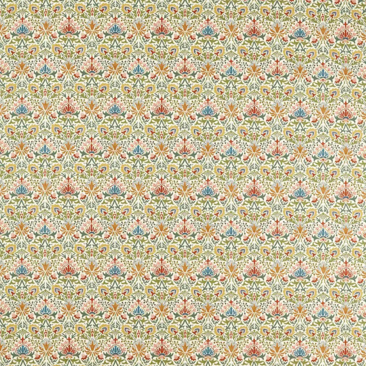 Meda Iris Fabric - Multi by multicolour botanical linen fabric from William Morris & Co