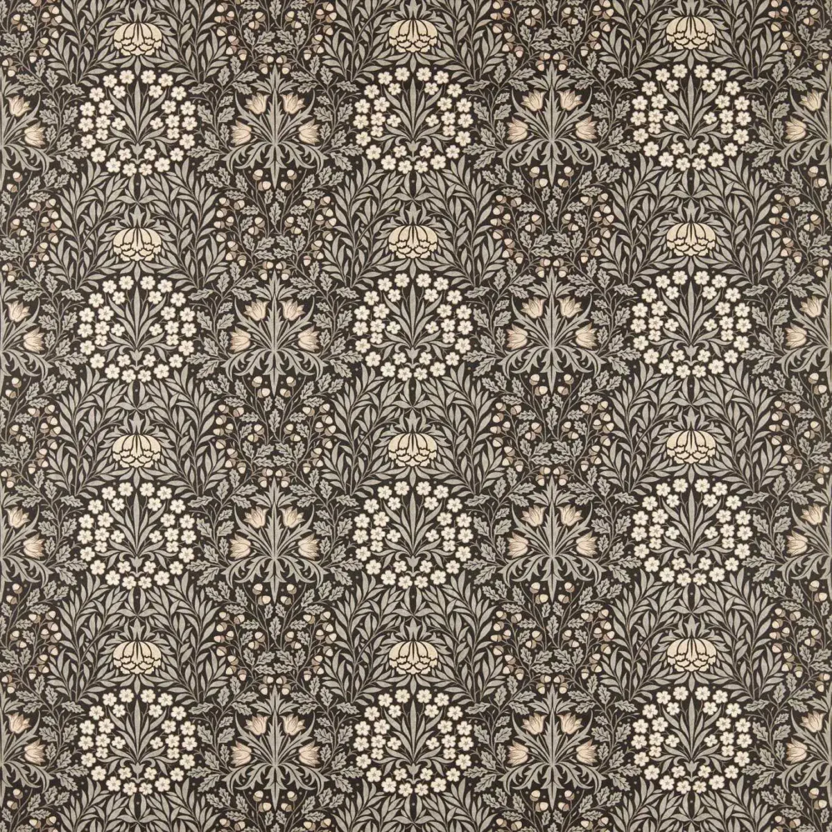 brown botanical linen fabric from William Morris & Co