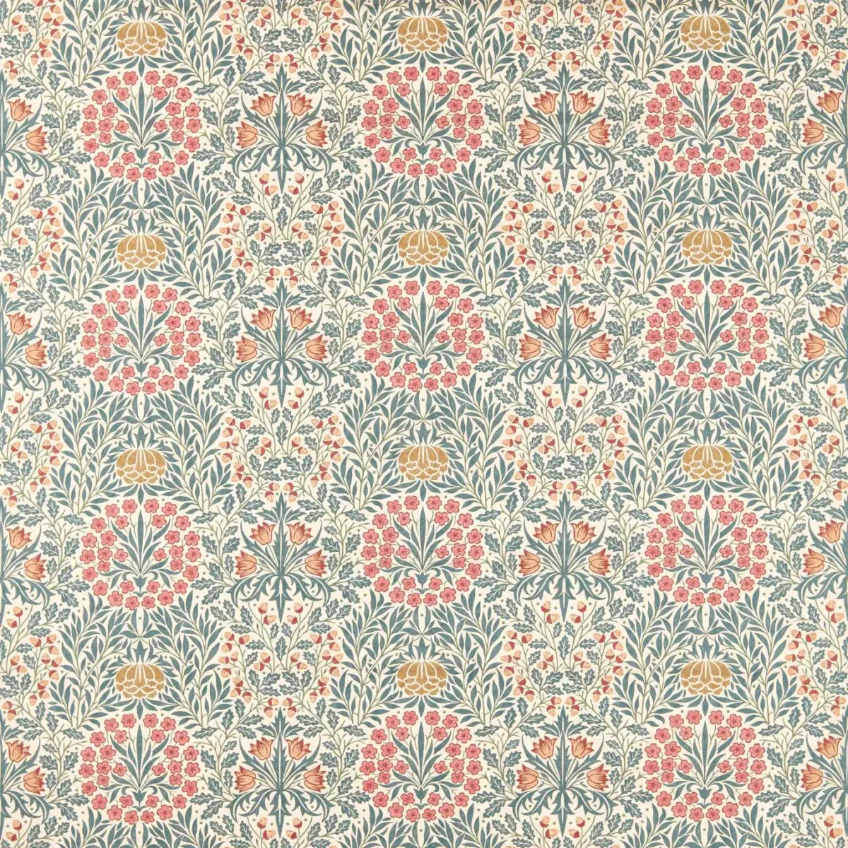 red botanical linen fabric from William Morris & Co