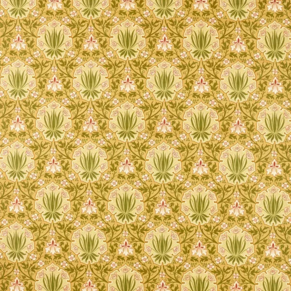 yellow botanical linen fabric from William Morris & Co