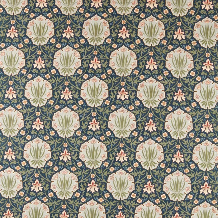 Iris & Rose Fabric - Indigo / Thyme swatch