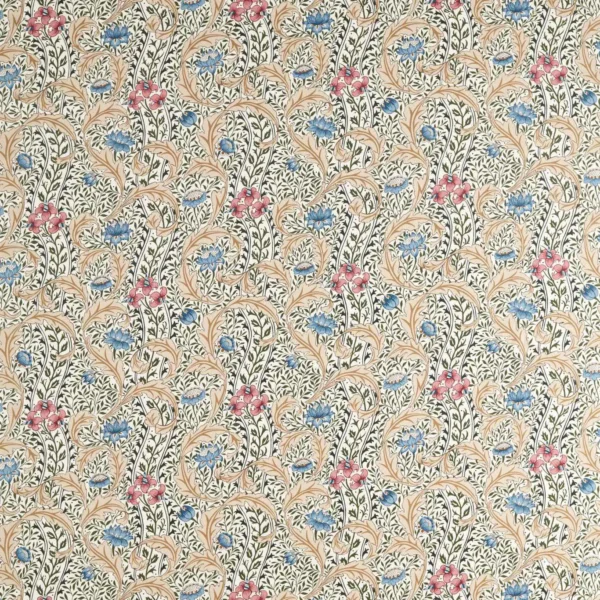 Wild Tulip & Vine Fabric - Multi by multicolour botanical linen fabric from William Morris & Co