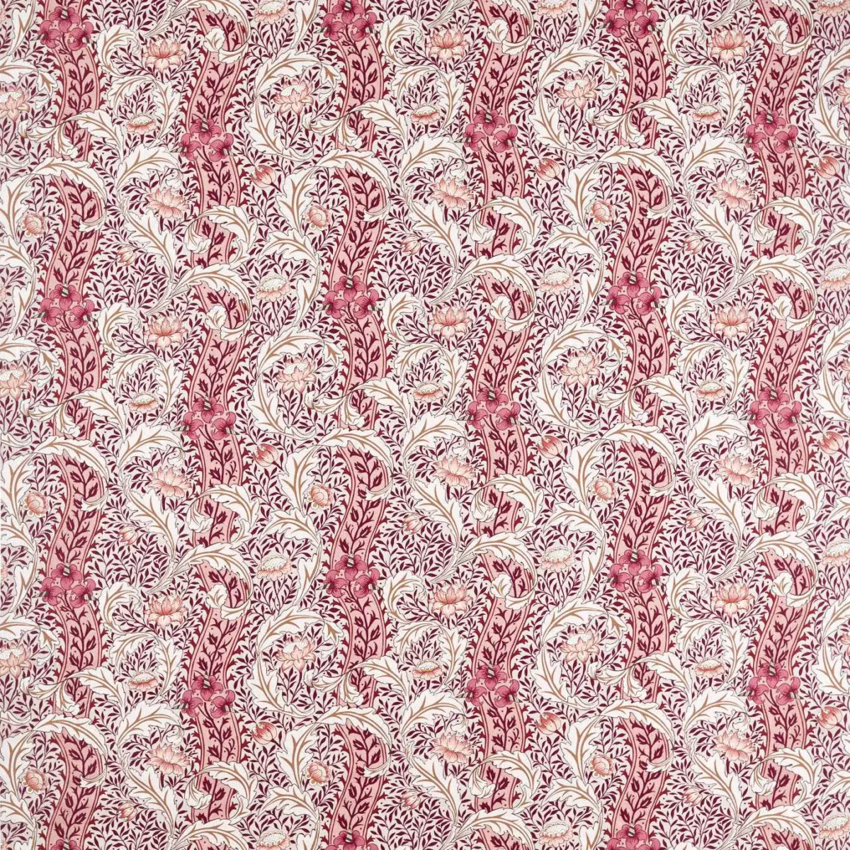 Wild Tulip & Vine Fabric - Linen / Plum by red botanical linen fabric from William Morris & Co
