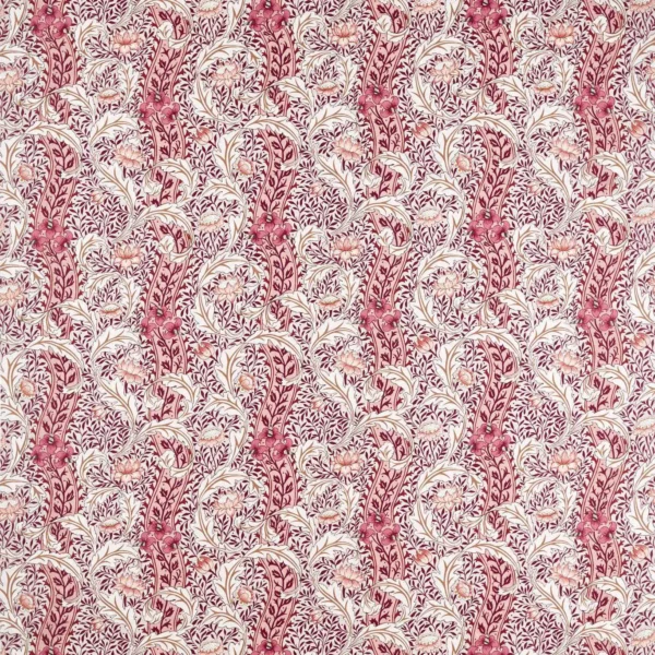 Wild Tulip & Vine Fabric - Linen / Plum by red botanical linen fabric from William Morris & Co