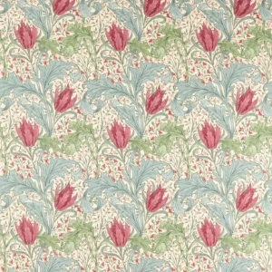 red botanical linen fabric from William Morris & Co