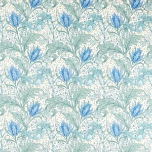 blue botanical linen fabric from William Morris & Co