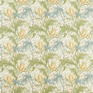 green botanical linen fabric from William Morris & Co