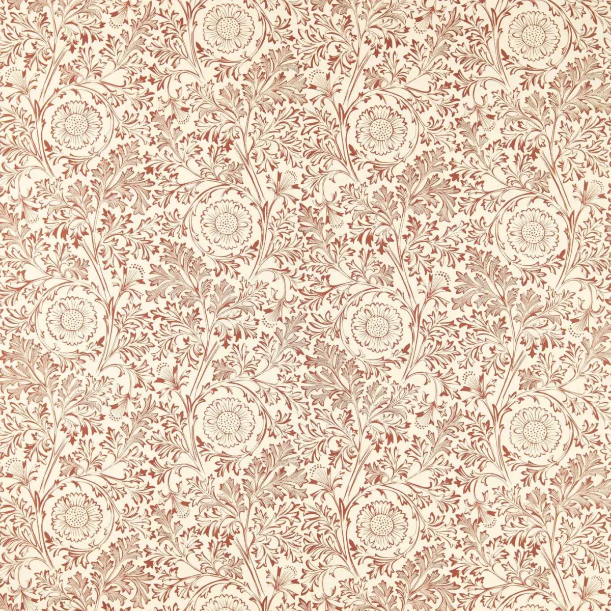 red botanical linen fabric from William Morris & Co