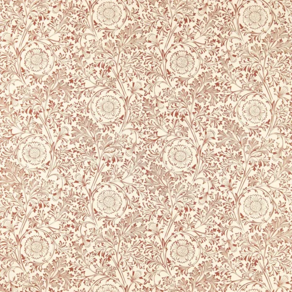 Chamomile Fabric - Russet by red botanical linen fabric from William Morris & Co