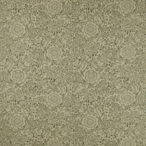 Chamomile Fabric - Bayleaf by green botanical linen fabric from William Morris & Co