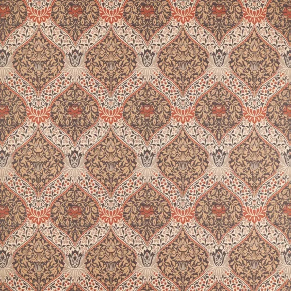 Norbury Weave Fabric - Tobacco / Russet by red botanical cotton fabric from William Morris & Co