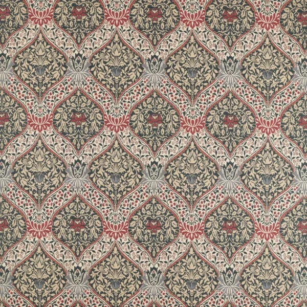 Norbury Weave Fabric - Slate / Plum by orange botanical cotton fabric from William Morris & Co