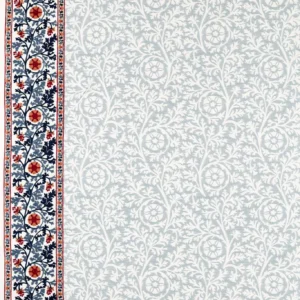 blue botanical embroideried fabric from William Morris & Co