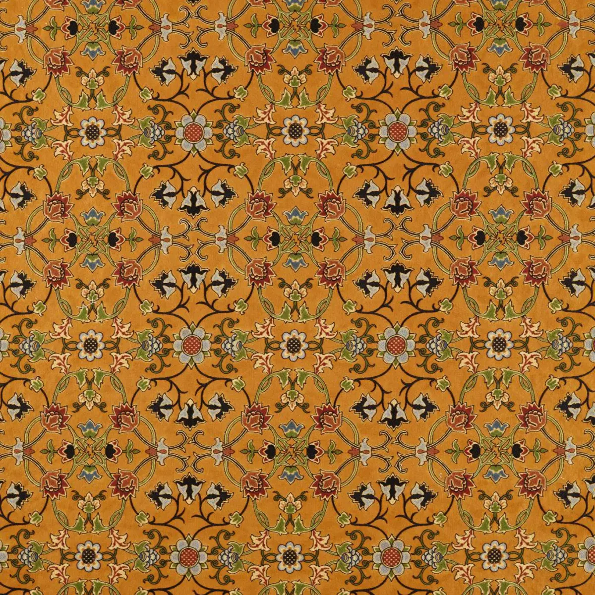 yellow botanical embroideried fabric from William Morris & Co